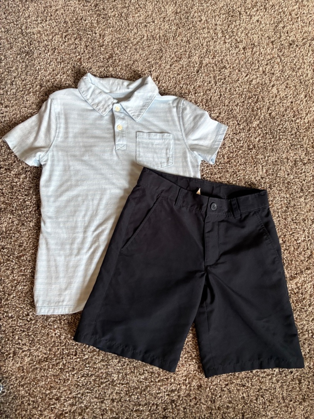 Chaps Light Blue Polo and Navy Shorts Kids Set